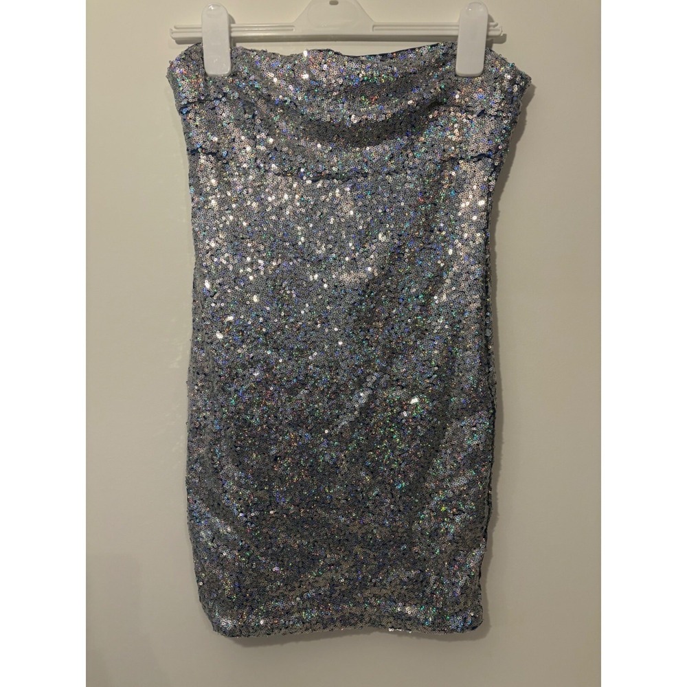 Silver Sequin Sparkly Sleeveless Size‎ Medium Mini Dress Charlotte Russe